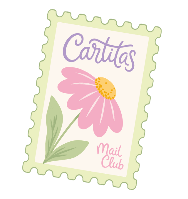 Sticker estampilla con flor Cartitas mailclub